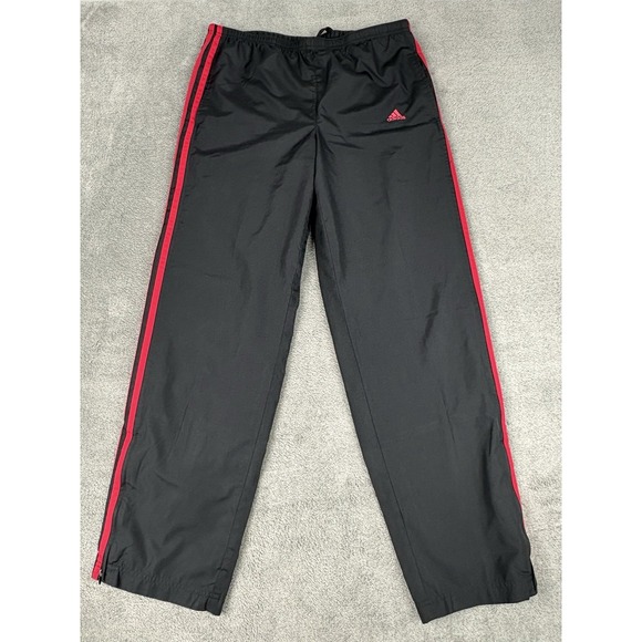adidas Pants - Adidas Pants Men's Large Black Track Athletic Pockets Running Y2K Ankle Zip